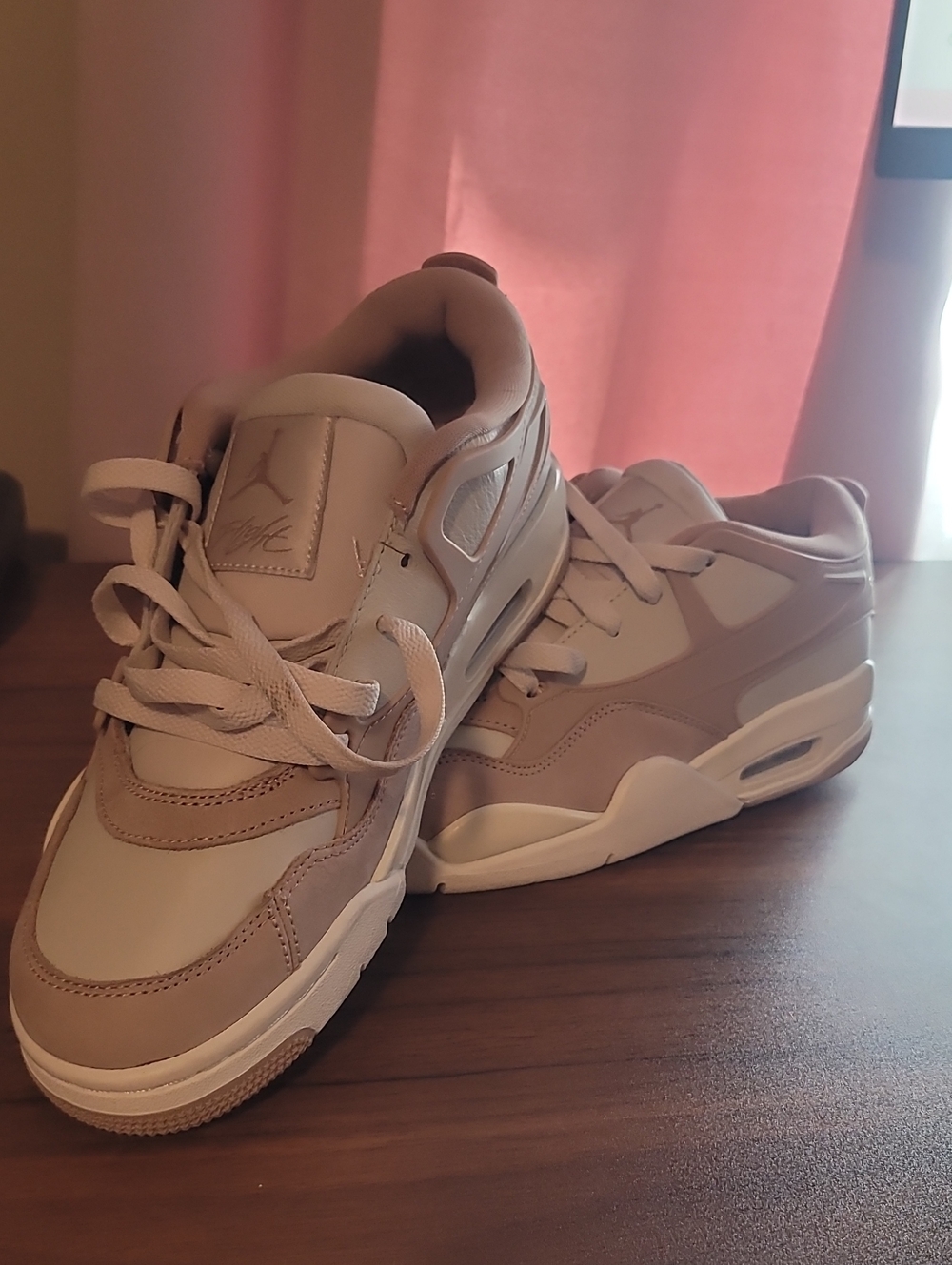 Jordan Women's Low-Top Sneakers in Light Pink and Cream